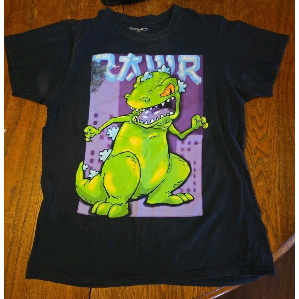 Nickelodeon‎ Rugrats Reptar T-Shirt Men's Medium Black Graphic RAWR!!!